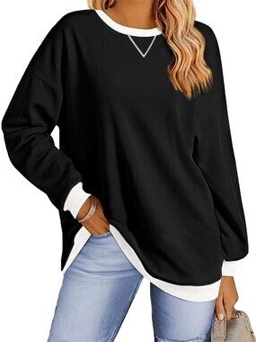 New w/tags FANTASLOOK $70 black soft sweatshirt casual leisure, plus, women 2XL